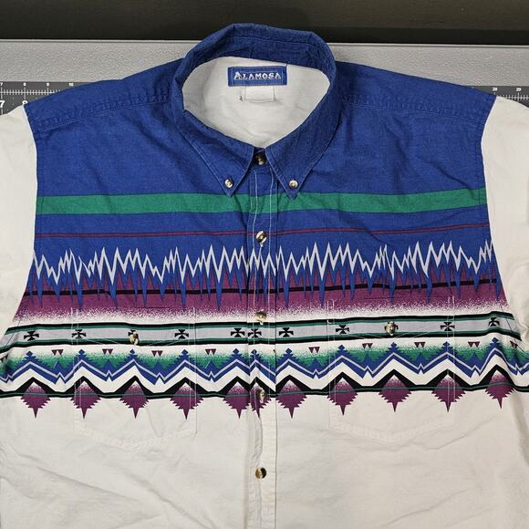 Vintage Alamosa Shirt XL 90s Brushpopper Style Aztec Western Cowboy Heavyweight - Picture 6 of 15
